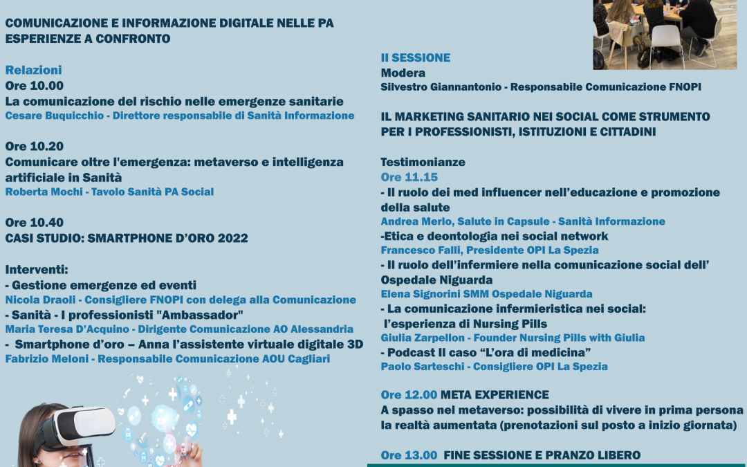 Comunicare la Salute: “Dalle emergenze sanitarie almetaverso”. Convegno nella sede di Meta (Facebook),Roma.